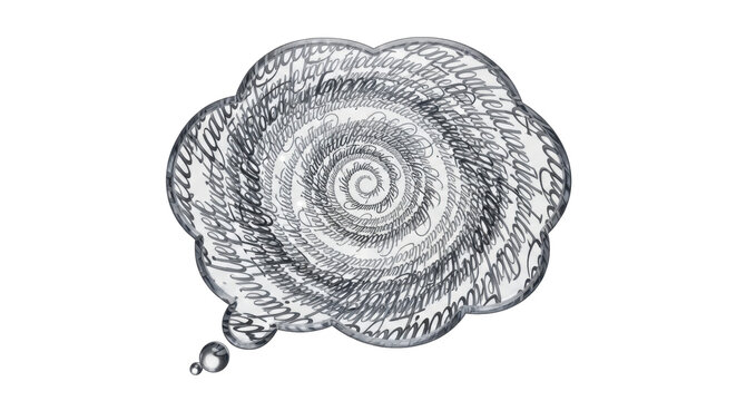 Calligraphy swirl inside a speech bubble