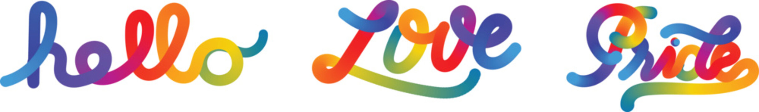 Hello Love Pride Rainbow Typography &ndash; LGBTQ Colorful Lettering Vector Design