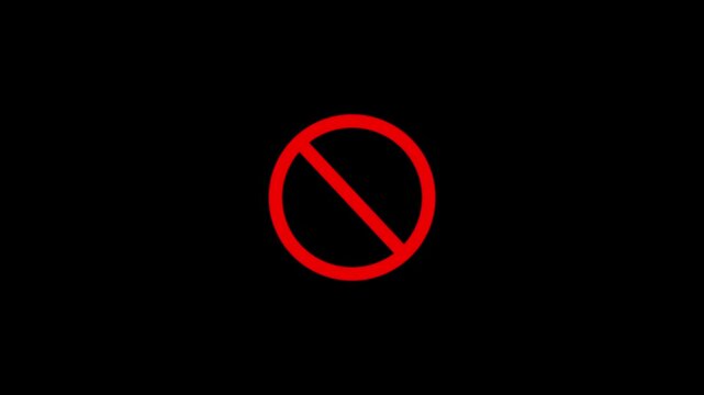 No prohibition mark animation with red warning symbol, cigarette ban sign no smoking sign. do not enter sign Red prohibition sign with text NOFIRE Keywords: no fire, prohibition, forbidden, 