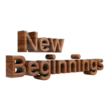 Wooden "New Beginnings" Typography