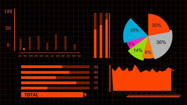4k Data Analytics Information and Monitoring Concept Animation Video