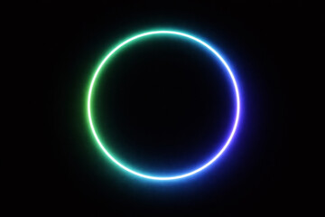 Obraz premium Glowing neon light ring with smooth circular outline, luminous halo element on transparent background