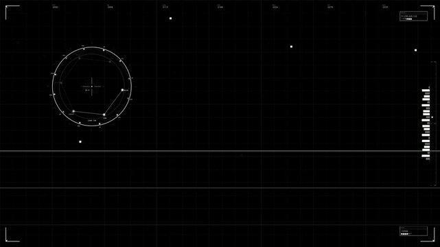 Hud animation for web designer in sci fi space showing data points and interface elements