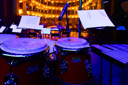 Meinl and Toca Percussion Congas with AKG C1000 S Microphone on Stage