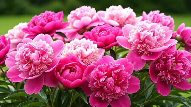 Vibrant pink peonies in full bloom.