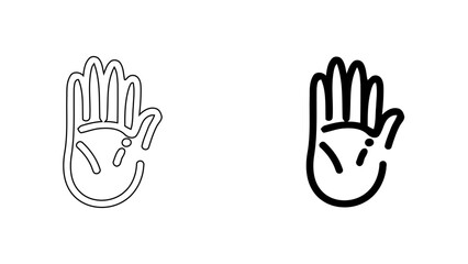 Human Hand Palm Icon for Security Stop Signal and Palmistry Fortune Telling, Open Hand Gesture Vector Illustration in Minimalist Outline and Glyph Style © Ihtesham