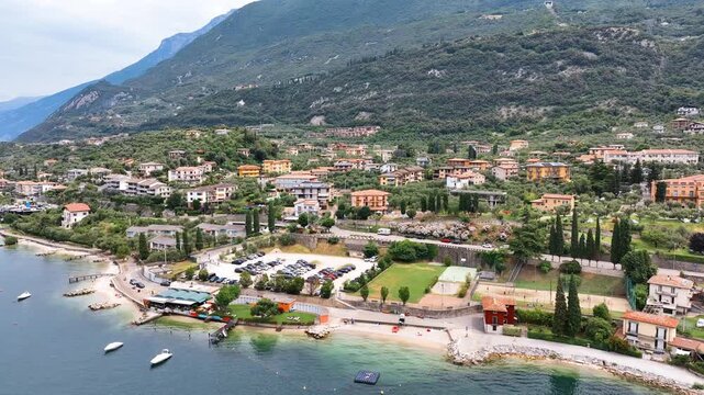 Town of Malcesine located on the eastern shore of Lake Garda in northern Italy. 
