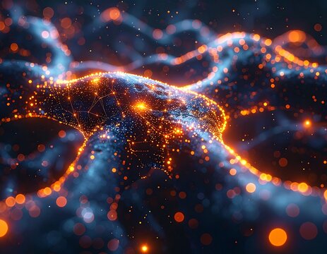 Interface IA futuriste inspir&eacute;e d&rsquo;un r&eacute;seau neuronal organique et lumineux