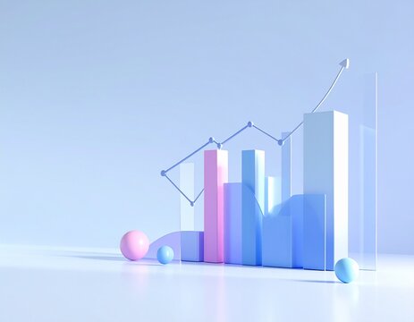 Visualisation de donn&eacute;es 3D minimaliste avec graphiques analytiques pastel