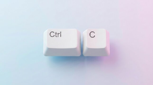 Ctrl C keyboard keys for copy command on a pastel gradient background.