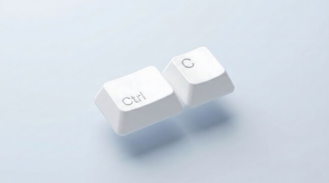 Ctrl C Keyboard Keys Floating on Light Blue Background
