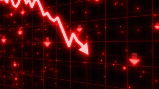Red candles Stock Market Down, Display Stock market, arrow graph drop arrow down red background