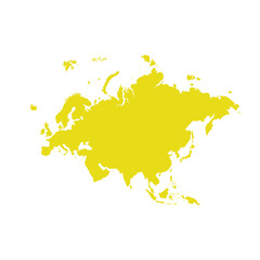 Map of Eurasia, sign silhouette. World Map Globe. Vector Illustration isolated on white background. Europe and Asia continent.