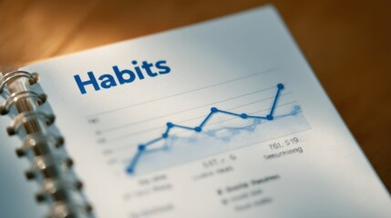 A spiral bound notebook with a graph of habits on the page