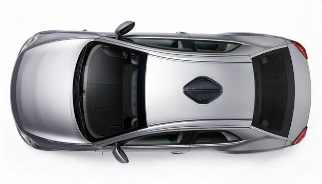 modern silver suv car top view isolated on white background sleek silver car viewed from above