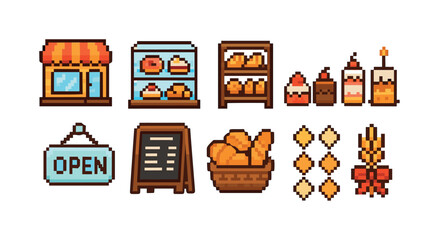 Bakery, pastry flat icon set. Sweets, bread, desserts flat icons collection