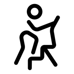 An outline icon showing a character using stair climber