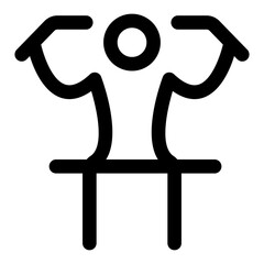 An outline icon showing a character doing at pulldown exercise 