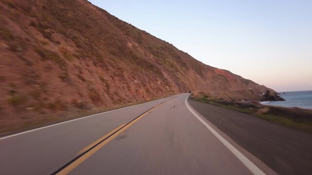 Big Sur Pacific Coast Highway Southbound 6 Cape San Martin to Ragged Point 03 Front View MultiCam Driving Plate California USA