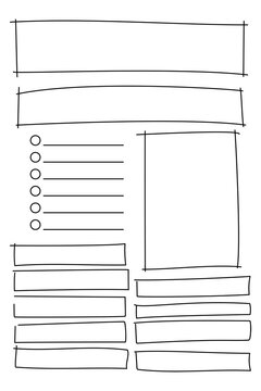 Hand-drawn black rectangular frames, borders, and circular checkpoints. Ideal for banners, scrapbooking, journaling, labels, UI/UX mockups, app design, wireframes, web interface elements. High-res PNG