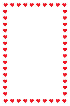 Red heart border frame illustration isolated on transparent PNG. Romantic love frame design for Valentine&rsquo;s Day, wedding invitations, greeting cards, social media posts, romantic decorative template