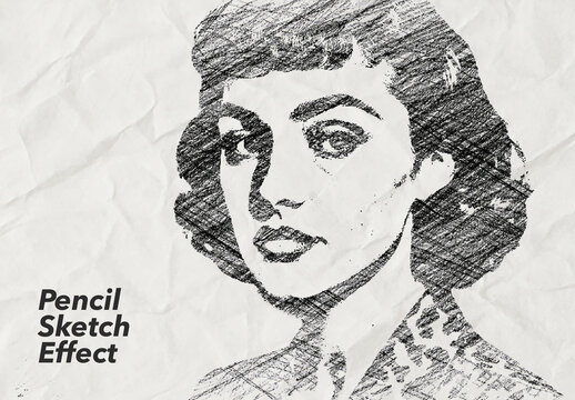 Hand Drawn Pencil Sketch Effect Mockup