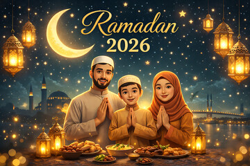 Ramadan 2026: A Family's Evening of Blessing and Festivity under the Celestial Glow. 