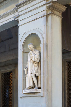 Florence, Italy; December 28, 2025: Niccolo Macchiavelli sculpture in the Piazza della Signoria.