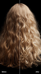 Naklejka premium Before and After Treatment Comparison of Blond Curly Hair