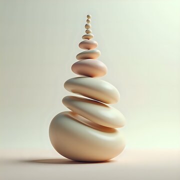 Balanced Stone Stack on Neutral Background