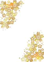 ステンシル文様桜、背景、イラスト、ゴールド、キラキラ、かわいい、縦