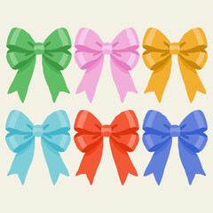 Colorful ribbon bow illustration set isolated on background