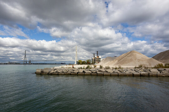 Windsor, Ontario Canada - November 11, 2025: Gordie Howe bridge under construction