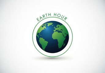 Fototapeta premium Earth hour logo graphic with globe illustration and text circle
