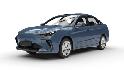 Naklejka premium Modern elegant electric car in muted blue color