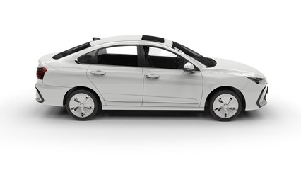 Obraz premium Modern elegant electric car in clean white color - side view