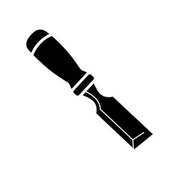 Chisel tool icon black silhouette.