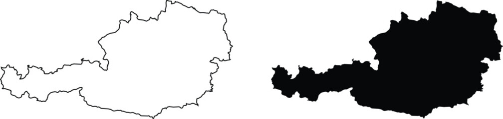 Austria map outline and silhouette country