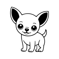Obraz premium Cute cartoon Chihuahua puppy standing happily with big eyes and a friendly smile on a simple background