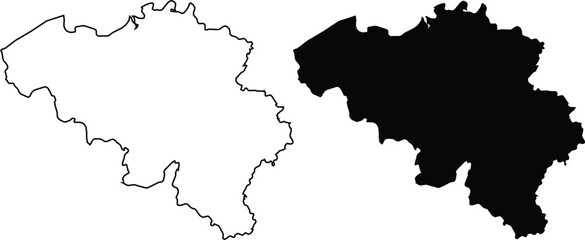 Obraz premium Outline and Silhouette Maps of Belgium country