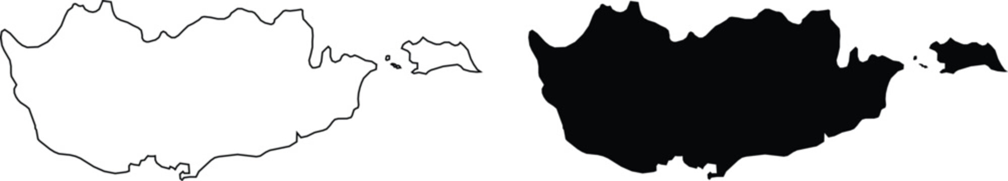 Outline and Silhouette Maps of Malta country