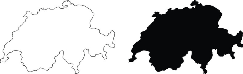 Switzerland map outline and silhouette geography © Design LL