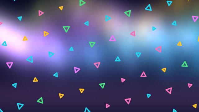 Colorful Triangles Floating Across Cosmic Nebula Background