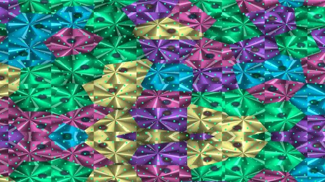 Colorful Metallic Geometric Floral Pattern Loop Motion Background