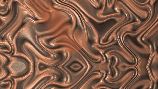 Copper Liquid Flow Ripples With Glitter Sparkle Abstract Background