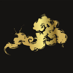 cloud wind japanese chinese vector ink traditional asian golden design isolated