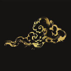 cloud wind japanese chinese vector ink traditional asian golden design isolated