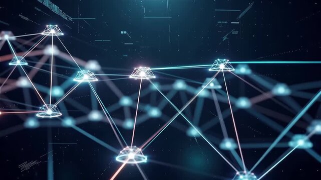 Abstract Visualization of AI Connectivity with Glowing Data Lines in a Digital Network Environment