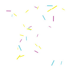 Colorful confetti pieces, pastel yellow, pink, blue, vector illustration, for celebration or party decoration, overlay effect, for banner or poster, Isolated on transparent background, png