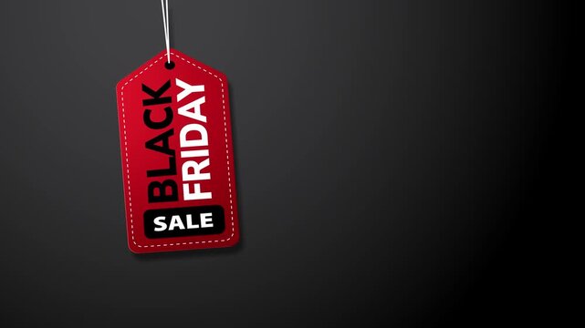 Black Friday Sale background video animation with wiggle red hanging tag and black friday sale text isolated on black and green screen background. Suitable as a Black Friday Sale event background.
